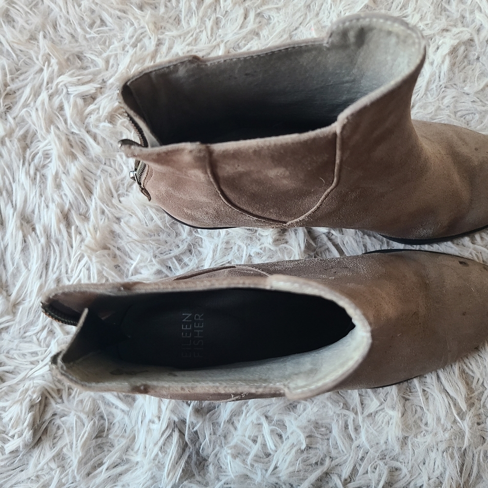 EILEEN FISHER Ankle Boots Booties Taupe Gray Soft Suede Leather Women's … - Picture 10 of 13